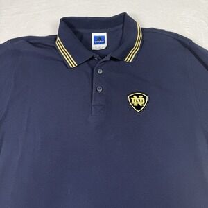 Adidas Notre Dame Polo Shirt Mens Large Blue Fighting Irish Embroidered